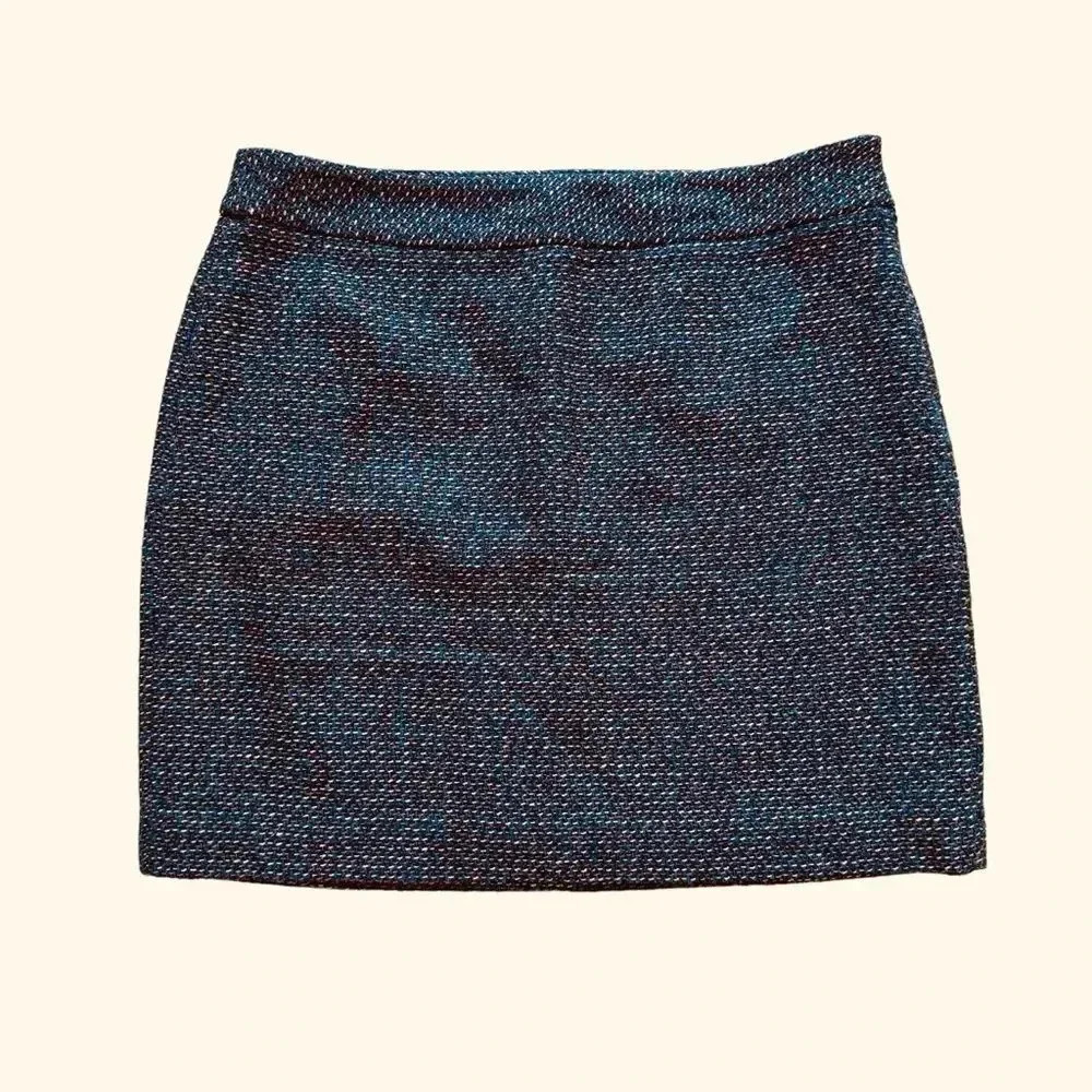 Ann Taylor LOFT Tweed Mini Skirt Colorful Brown Yellow Fall size 12